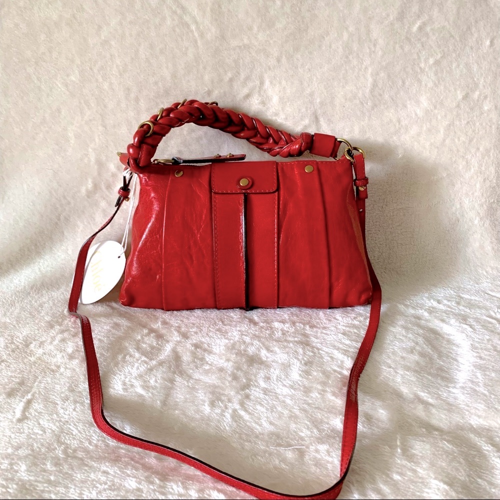 NWT Authentic Chloe Glazed Calf Leather Zip Convertible Shoulder Bag